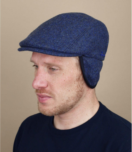 Herman Headwear béret bleu laine cache-oreille